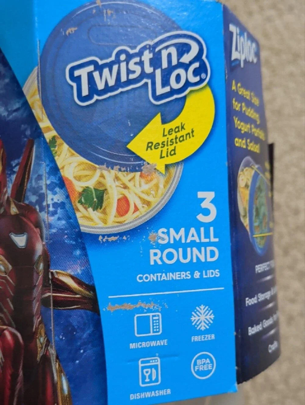 Ziploc Avengers Iron Man Small Round Twist 'n Loc Food Container - Blue & Clear